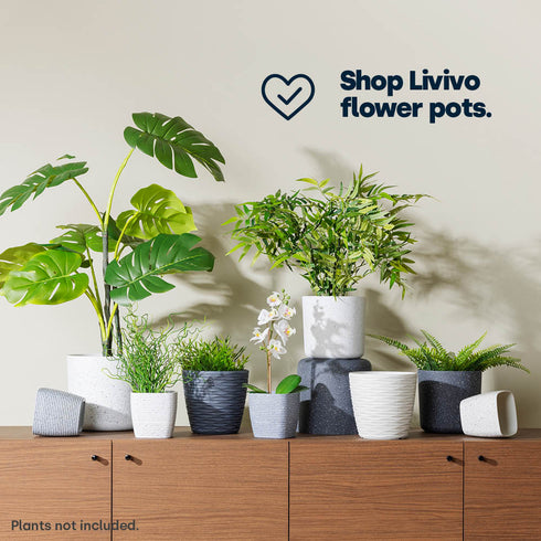 12cm Plant Pot White Sandstone - Set of 3